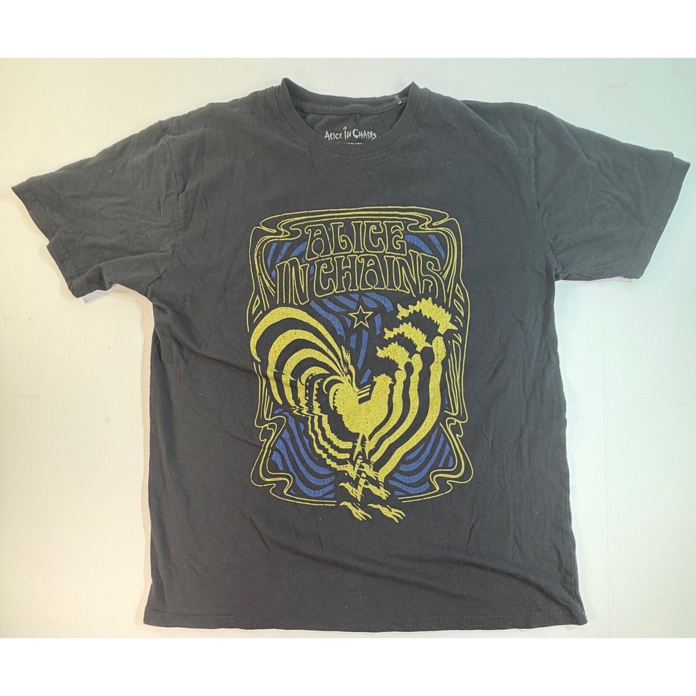 Alice In Chains Rooster Graphic T-Shirt Black Mens Large Rock Off Grunge Tee